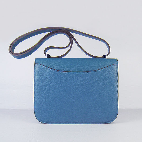 7A Hermes Oxhide Leather Message Bag Middle Blue H017